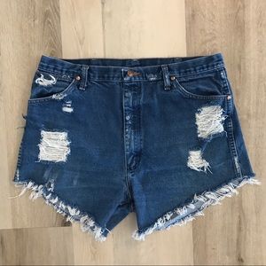 Wrangler High Waist Cut Off Denim Jean Shorts